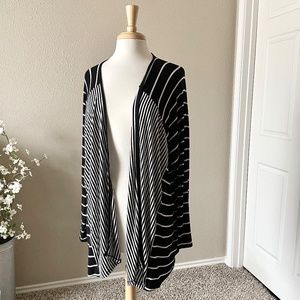 Open-Front Cardigan | Black & White Stripes | Lane Bryant Plus Size 22/24
